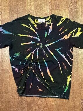 Collina Strada Tie Dye Ring Scrunched Short Sleeve Crew T Shirt Womens Medium